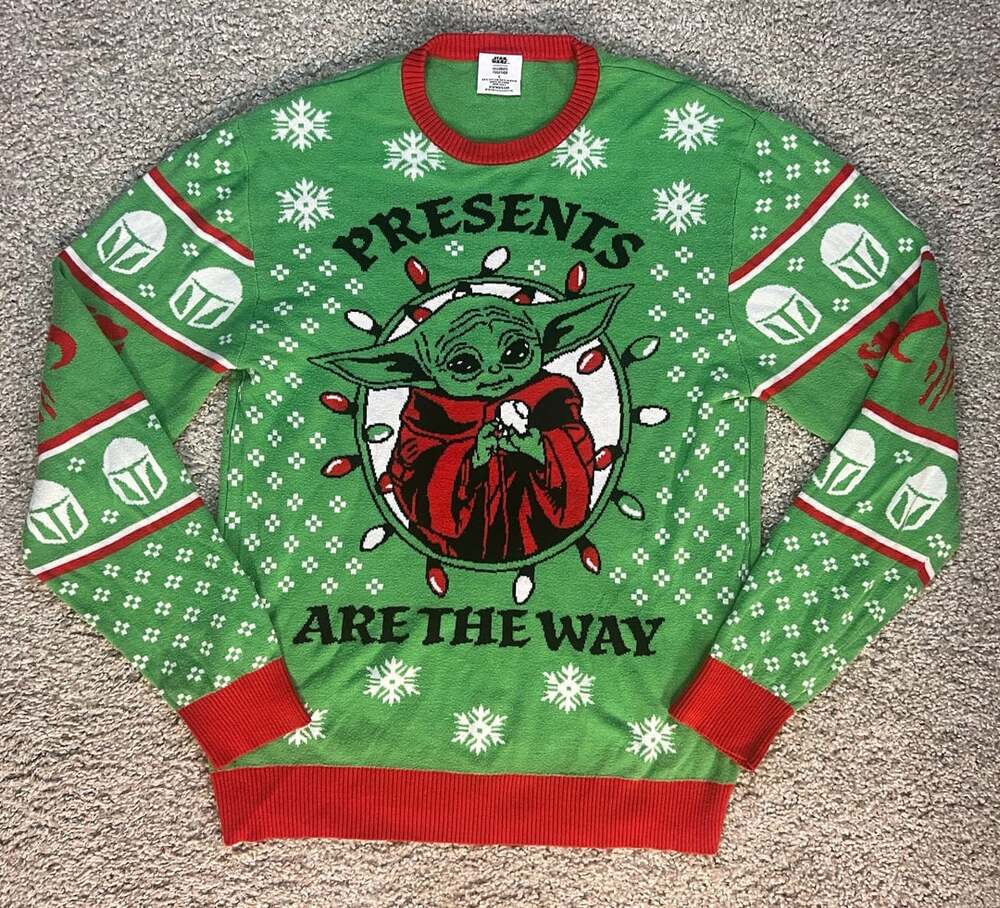 Star Wars The Mandalorian Grogu Presents Are The Way Ugly Sweater Size L